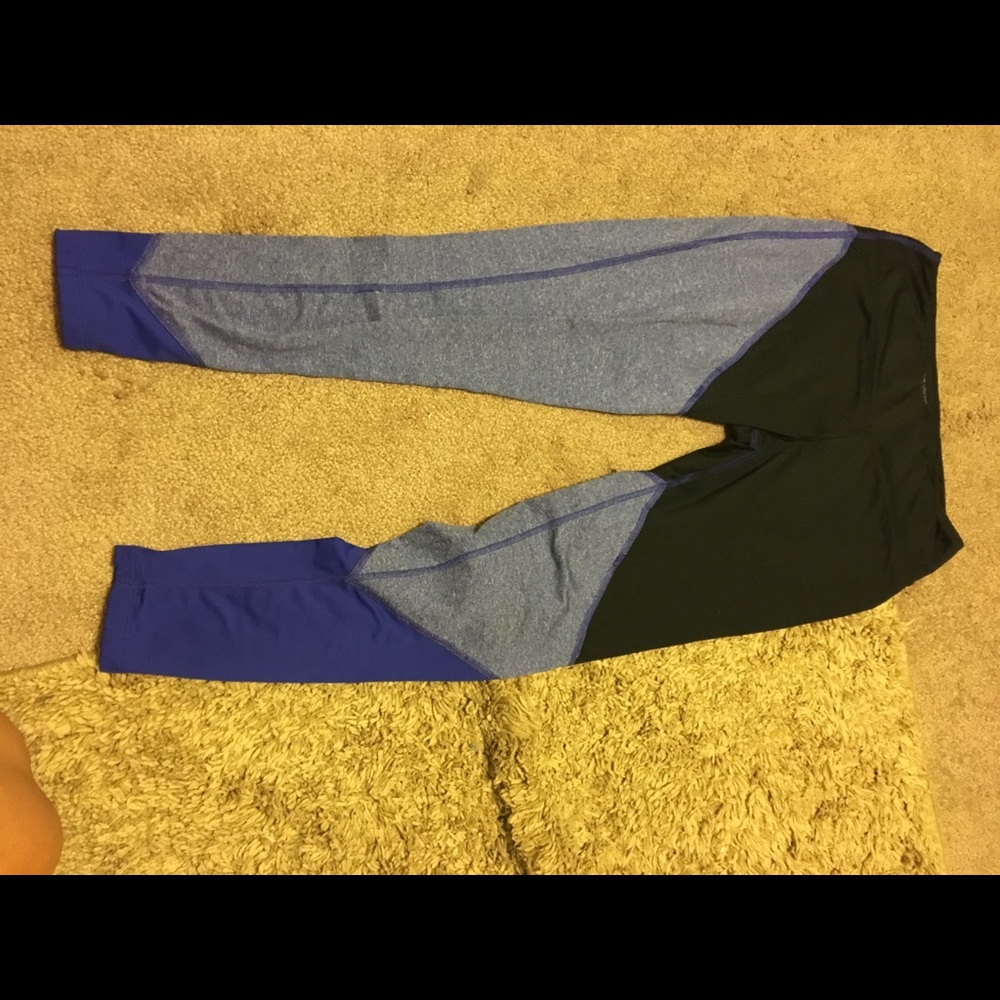 Blue and black leggings